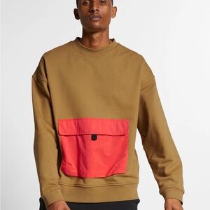 Nike Men's Tan Sweater with Red Pocket